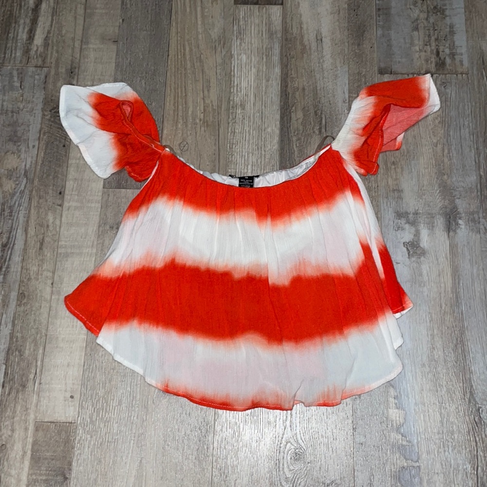 Rue21 Tye Dye Bright Orange/white Crop Top